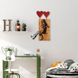 Decoratiune de perete lemn Banksy - 18, Nuc, 80x3x50 cm