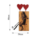 Decoratiune de perete lemn Banksy - 18, Nuc, 80x3x50 cm