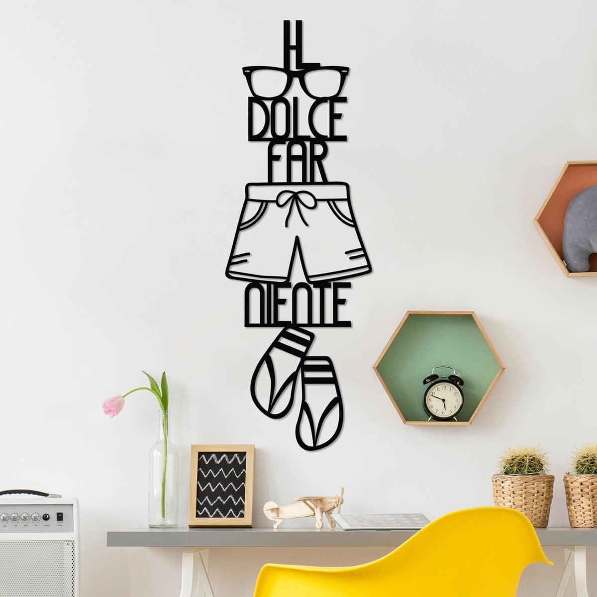 Decoratiune de perete Metal Dolce Far Niente 3, Negru, 30x85 cm, SKU 891TNL3457