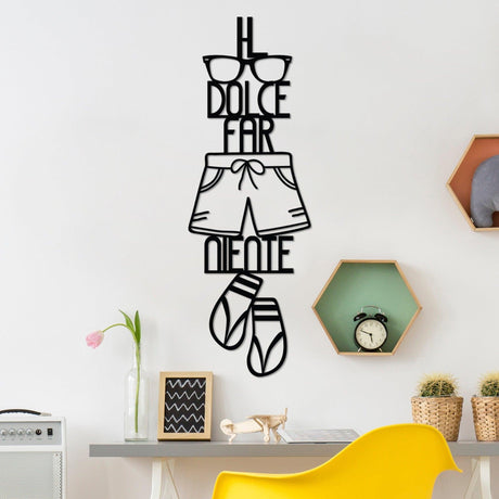 Decoratiune de perete Metal Dolce Far Niente 3, Negru, 30x85 cm