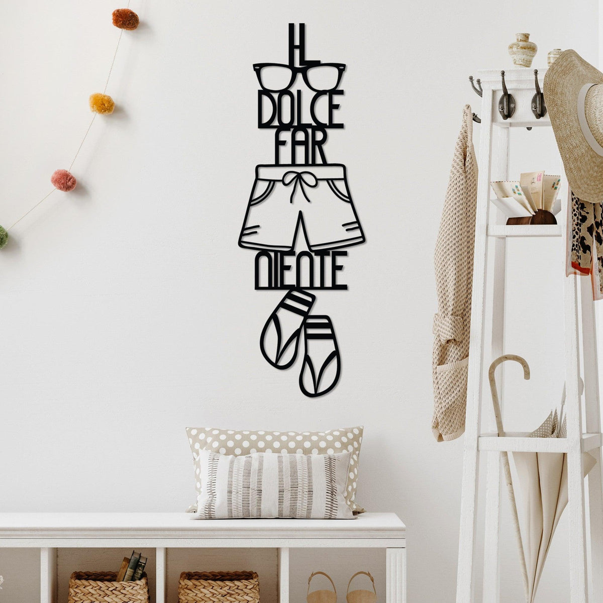Decoratiune de perete Metal Dolce Far Niente 3, Negru, 30x85 cm, SKU 891TNL3457