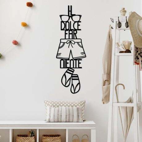 Decoratiune de perete Metal Dolce Far Niente 3, Negru, 30x85 cm