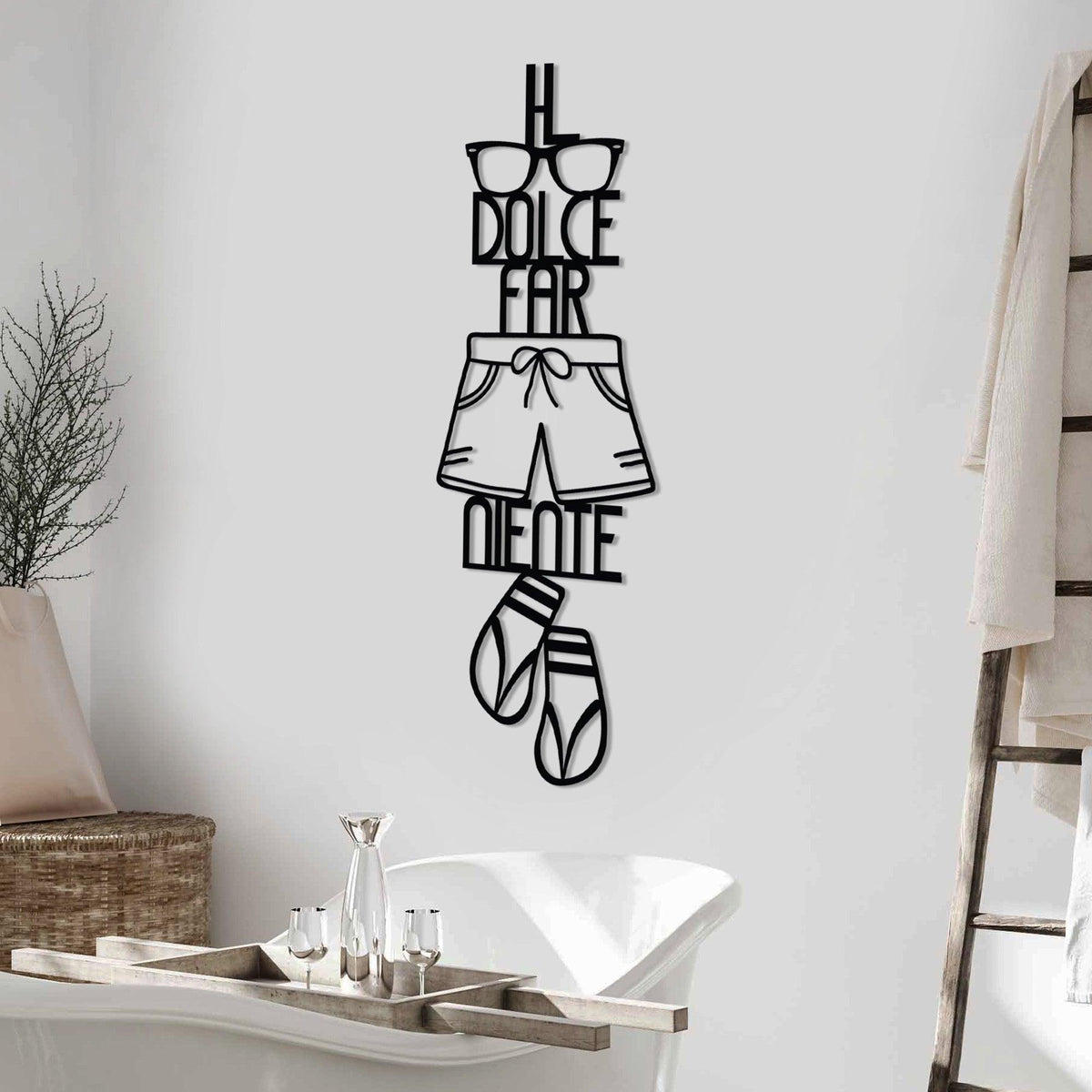Decoratiune de perete Metal Dolce Far Niente 3, Negru, 30x85 cm, SKU 891TNL3457