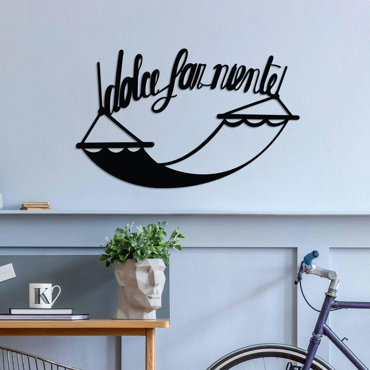 Decoratiune de perete Metal Dolce Far Niente 5, Negru, 60x38 cm