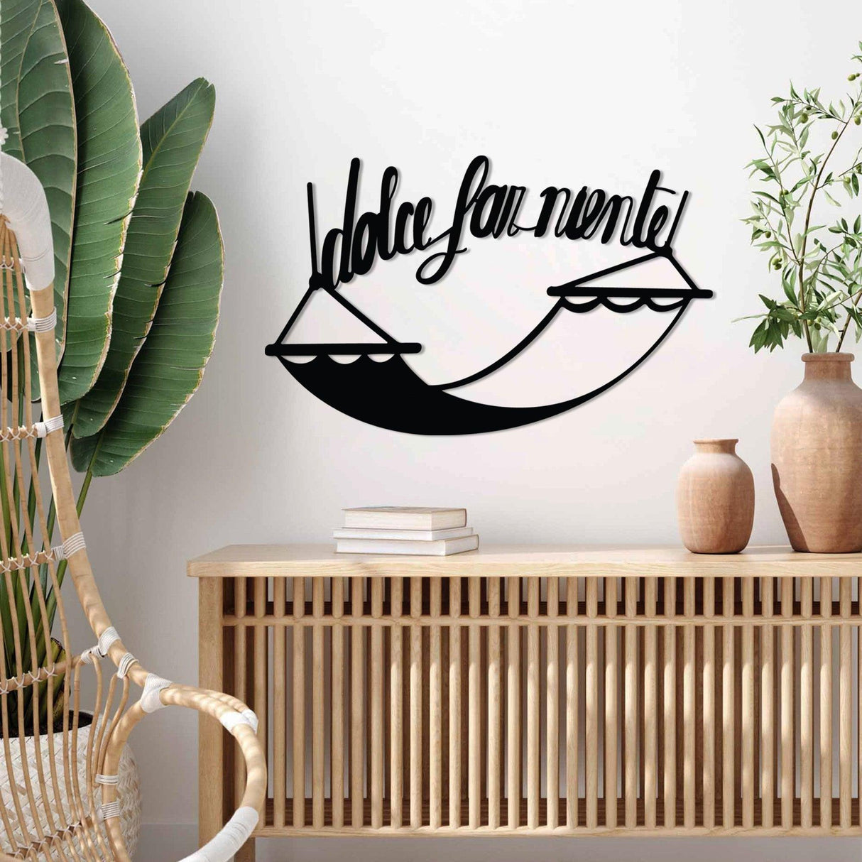 Decoratiune de perete Metal Dolce Far Niente 5, Negru, 60x38 cm