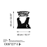 Decoratiune de perete Metal Lupo 4, Negru, 46x56 cm