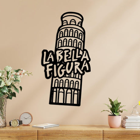 Decoratiune de perete Metal Bella Figura 2, Negru, 32x60 cm