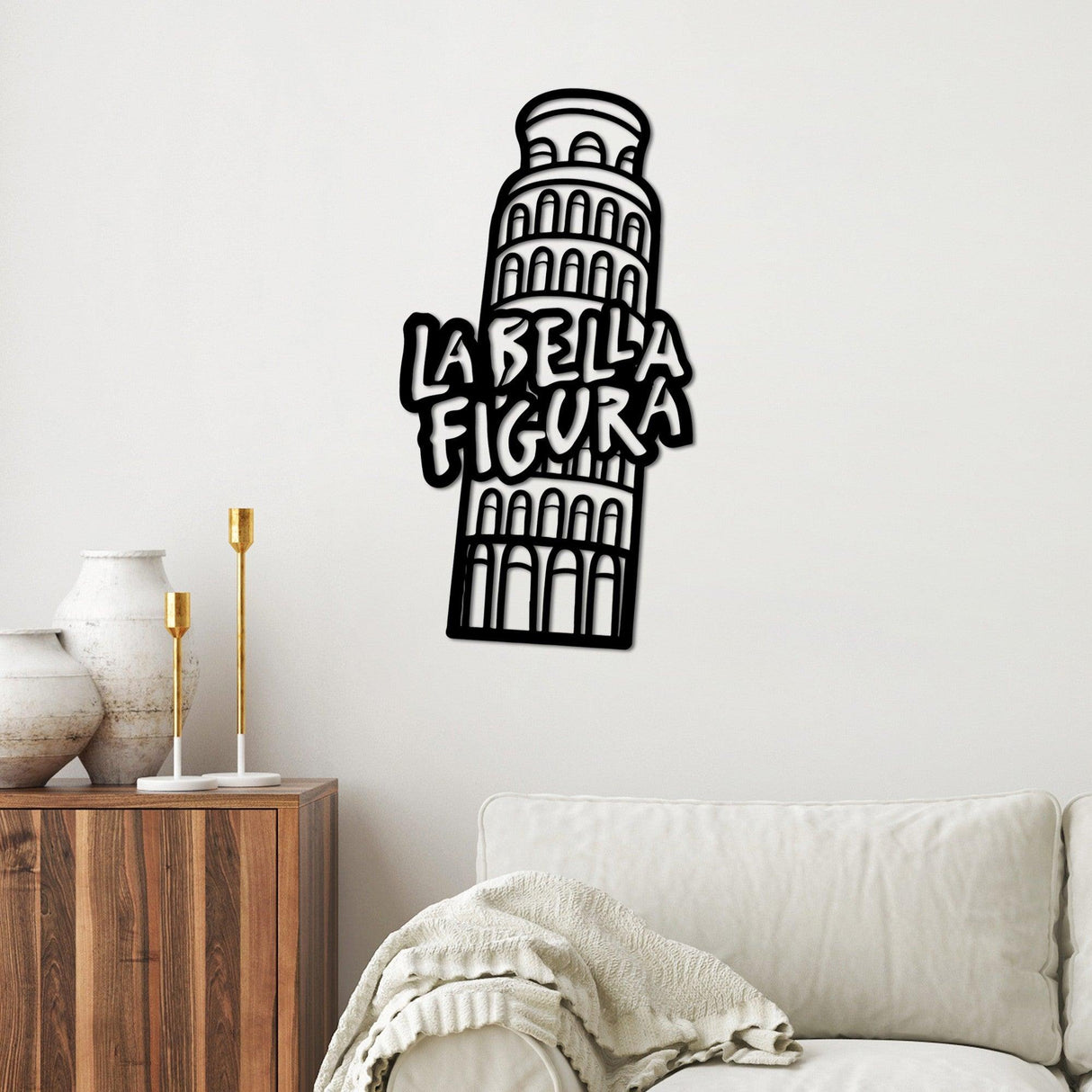 Decoratiune de perete Metal Bella Figura 2, Negru, 32x60 cm
