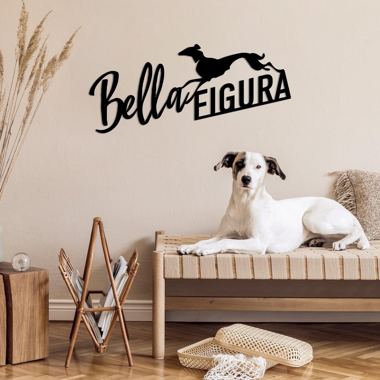 Decoratiune de perete Metal Bella Figura 3, Negru, 60x27 cm