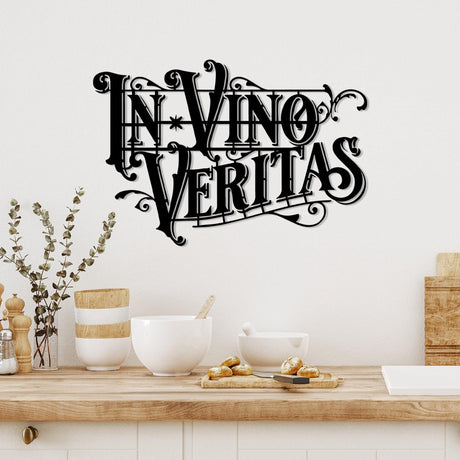 Decoratiune de perete Metal Veritas 2, Negru, 60x41 cm