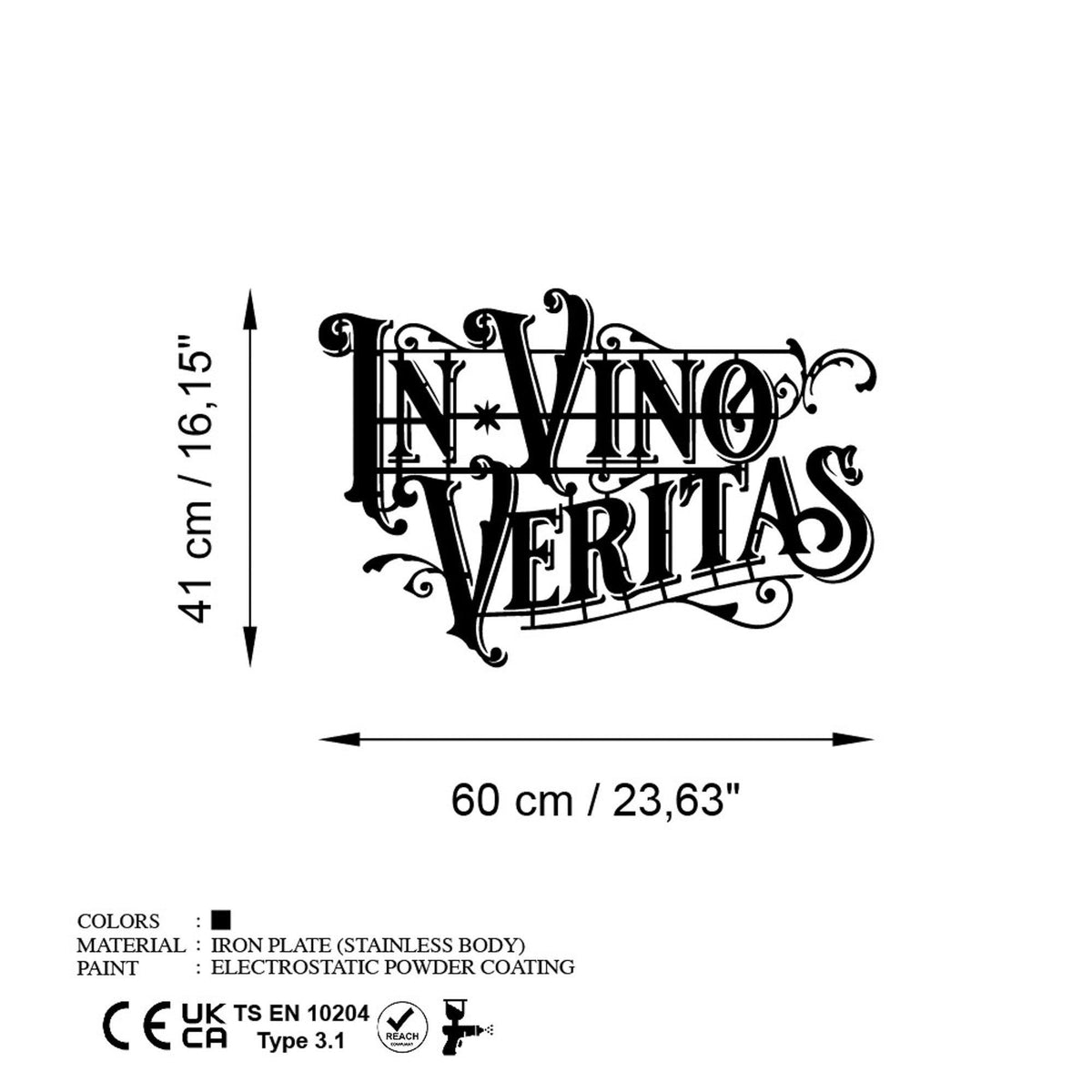 Decoratiune de perete Metal Veritas 2, Negru, 60x41 cm, SKU 891TNL3469
