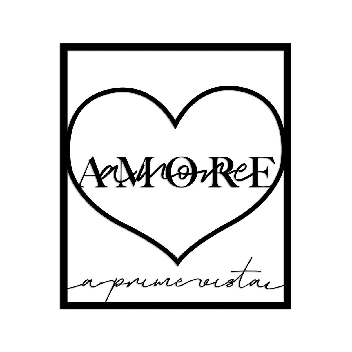 Decoratiune de perete Metal Amore Prima Vista 2, Negru, 49x56 cm
