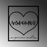 Decoratiune de perete Metal Amore Prima Vista 2, Negru, 49x56 cm