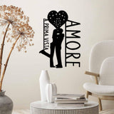 Decoratiune de perete Metal Amore Prima Vista 3, Negru, 40x56 cm