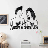 Decoratiune de perete Metal Amore Prima Vista 5, Negru, 56x49 cm