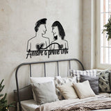 Decoratiune de perete Metal Amore Prima Vista 5, Negru, 56x49 cm