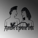Decoratiune de perete Metal Amore Prima Vista 5, Negru, 56x49 cm
