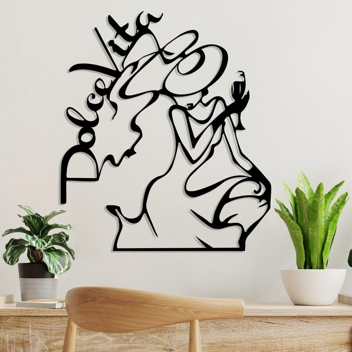 Decoratiune de perete Metal Dolce Vita 2, Negru, 50x56 cm