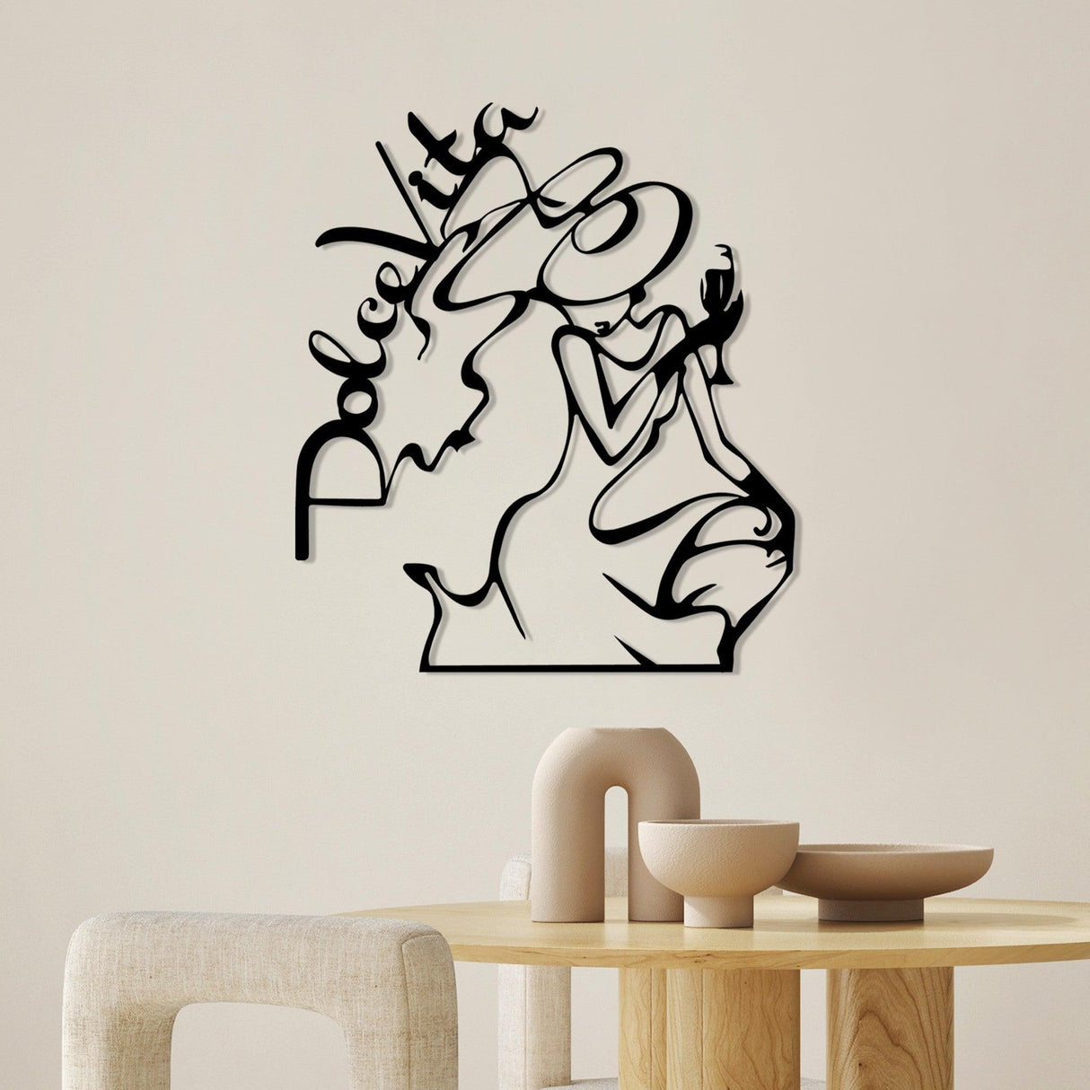 Decoratiune de perete Metal Dolce Vita 2, Negru, 50x56 cm