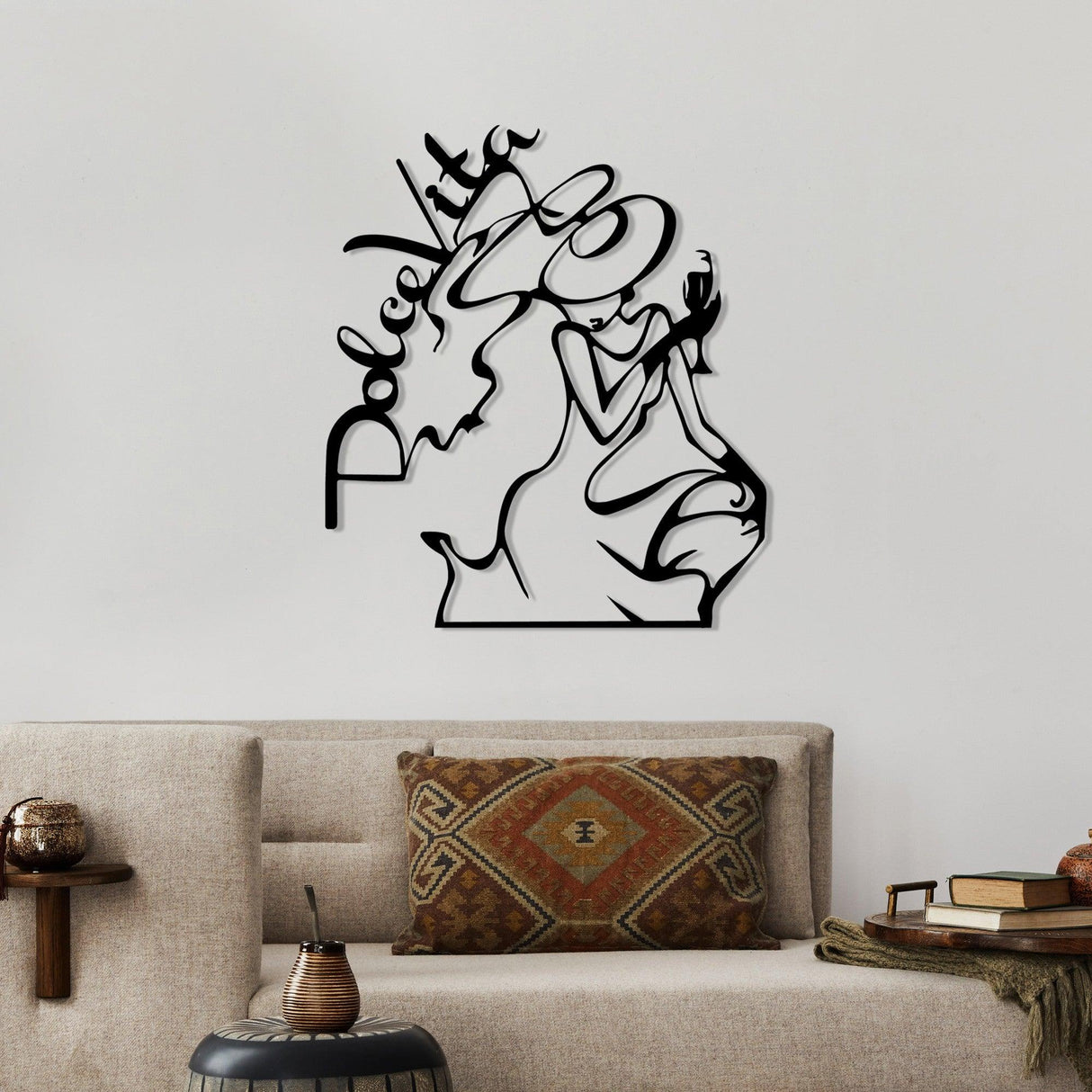 Decoratiune de perete Metal Dolce Vita 2, Negru, 50x56 cm