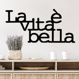 Decoratiune de perete Metal Vita E Bella 1, Negru, 60x30 cm