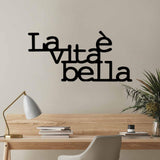 Decoratiune de perete Metal Vita E Bella 1, Negru, 60x30 cm