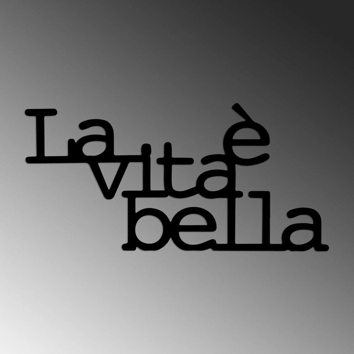 Decoratiune de perete Metal Vita E Bella 1, Negru, 60x30 cm