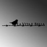 Decoratiune de perete Metal Vita E Bella 4, Negru, 86x15 cm
