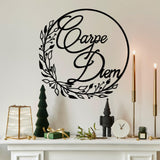 Decoratiune de perete Metal Carpe Diem 1, Negru, 56x56 cm