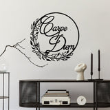Decoratiune de perete Metal Carpe Diem 1, Negru, 56x56 cm