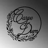 Decoratiune de perete Metal Carpe Diem 1, Negru, 56x56 cm