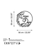 Decoratiune de perete Metal Carpe Diem 1, Negru, 56x56 cm