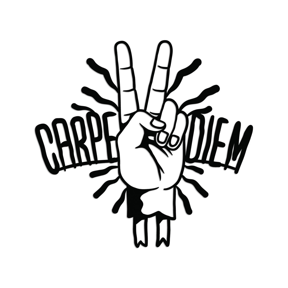 Decoratiune de perete Metal Carpe Diem 2, Negru, 56x54 cm