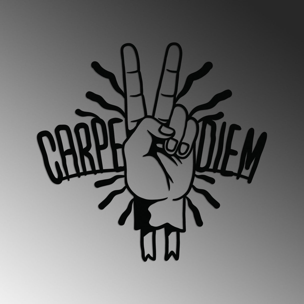 Decoratiune de perete Metal Carpe Diem 2, Negru, 56x54 cm