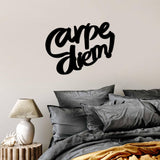 Decoratiune de perete Metal Carpe Diem 5, Negru, 56x42 cm
