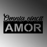 Decoratiune de perete Metal Omnia Vincit Amor 1, Negru, 60x30 cm