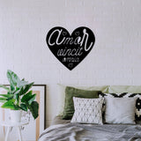 Decoratiune de perete Metal Omnia Vincit Amor 3, Negru, 56x50 cm