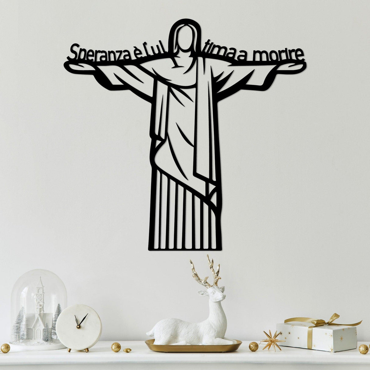 Decoratiune de perete Metal La Speranza 4, Negru, 56x54 cm