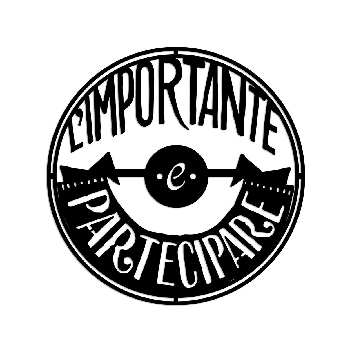 Decoratiune de perete Metal Limportante Partecipare 1, Negru, 56x56 cm