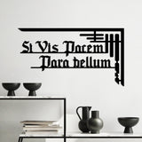 Decoratiune de perete Metal Si Vis Pacem 1, Negru, 60x33 cm