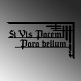 Decoratiune de perete Metal Si Vis Pacem 1, Negru, 60x33 cm
