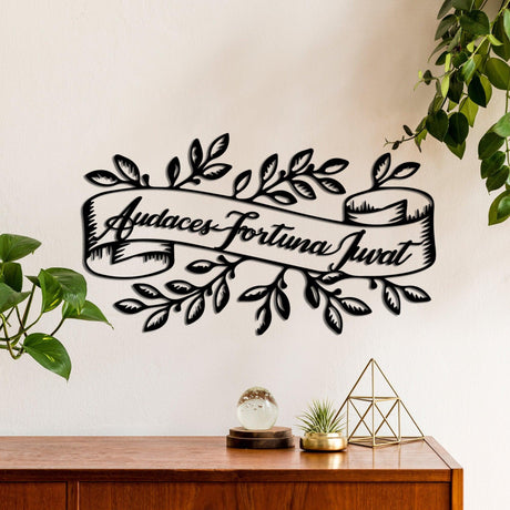 Decoratiune de perete Metal Audaces Fortuna 2, Negru, 55x32 cm