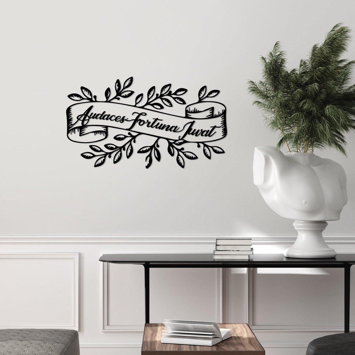 Decoratiune de perete Metal Audaces Fortuna 2, Negru, 55x32 cm