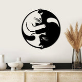 Decoratiune de perete Metal Cat 1, Negru, 54x56 cm