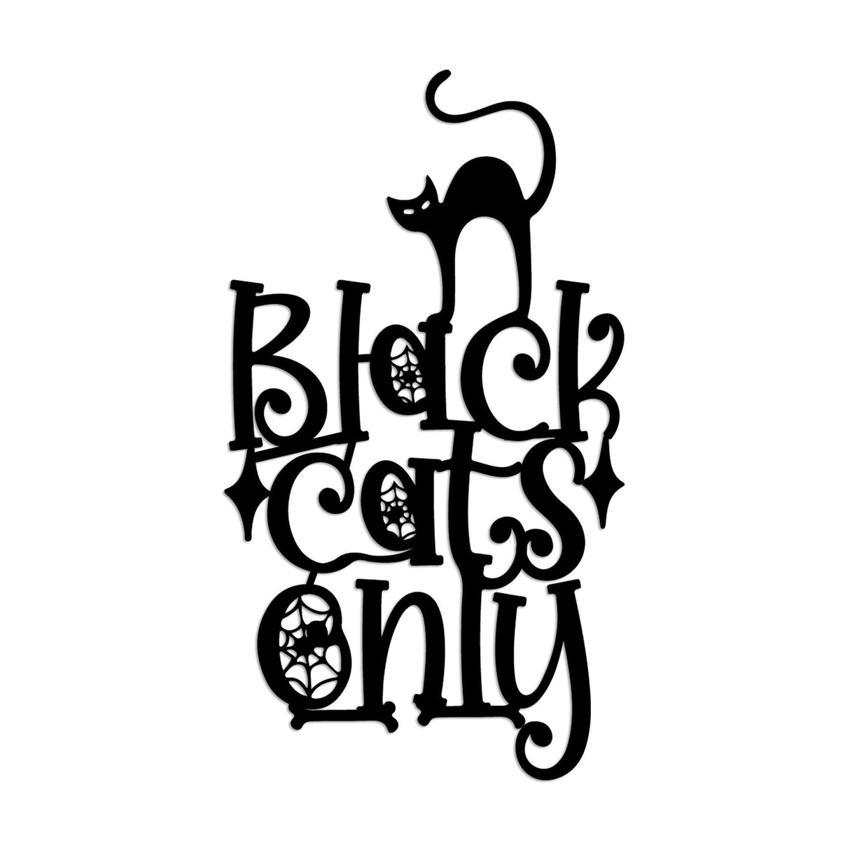 Decoratiune de perete Metal Cat 8, Negru, 34x60 cm