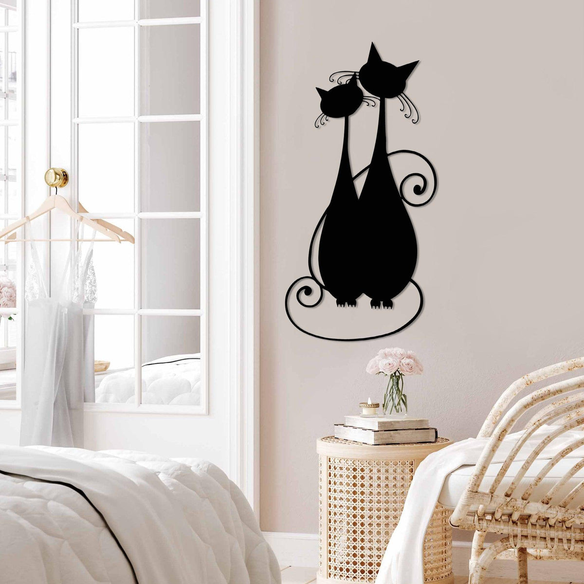 Decoratiune de perete Metal Cat 10, Negru, 30x60 cm, SKU 891TNL3531