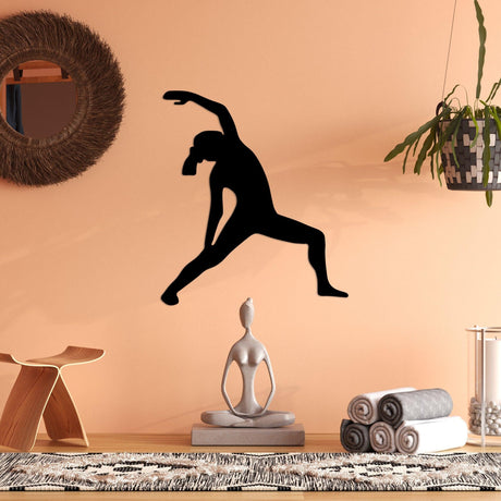 Decoratiune de perete Metal Yoga 5, Negru, 48x55 cm