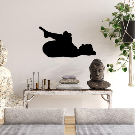 Decoratiune de perete Metal Yoga 8, Negru, 60x33 cm