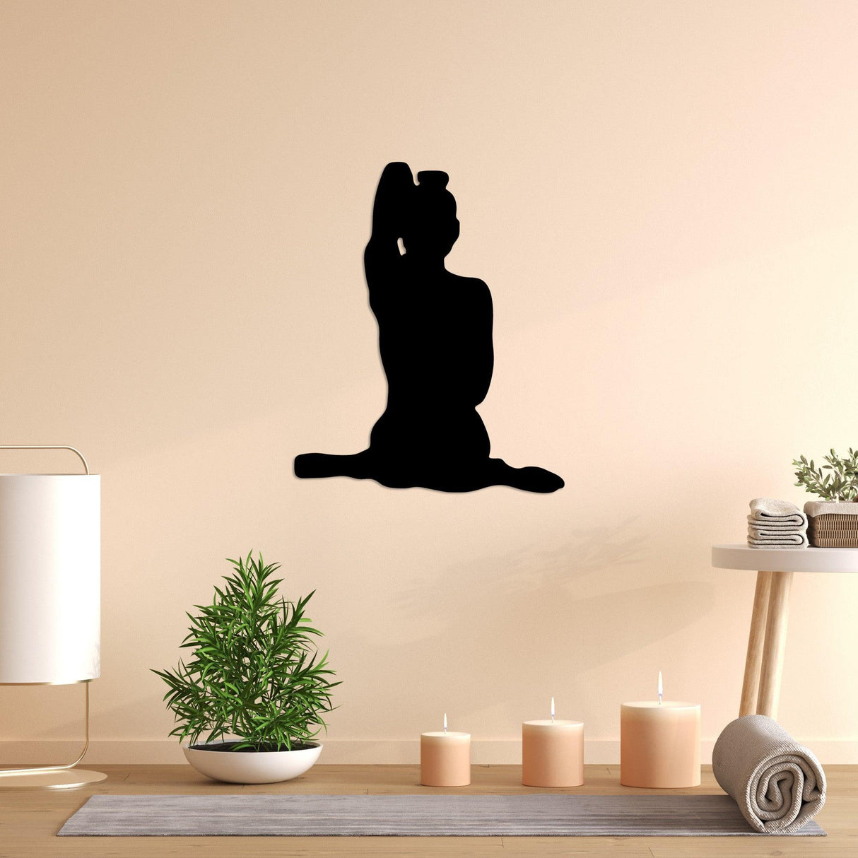 Decoratiune de perete Metal Yoga 9, Negru, 45x55 cm