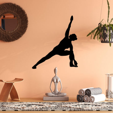 Decoratiune de perete Metal Yoga 13, Negru, 47x55 cm